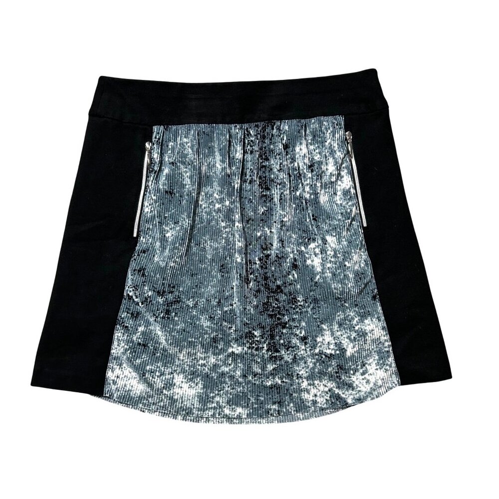 Jamie Sadock Women's Size 10 Skirt Black & Textured Blue Abstract Design